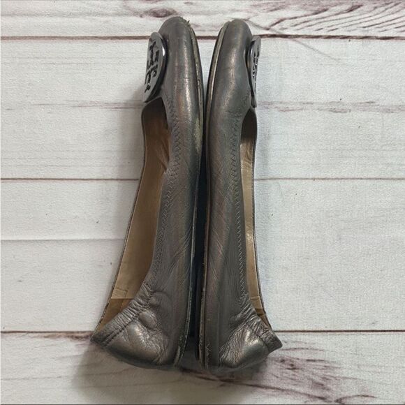 Tory Burch Minnie Travel Ballet Flats In Gunmetal - Picture 11 of 14
